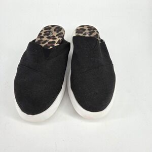 TOMS Womens Black Canvas Mule Sneakers Leopard Print Insole Size 9.5